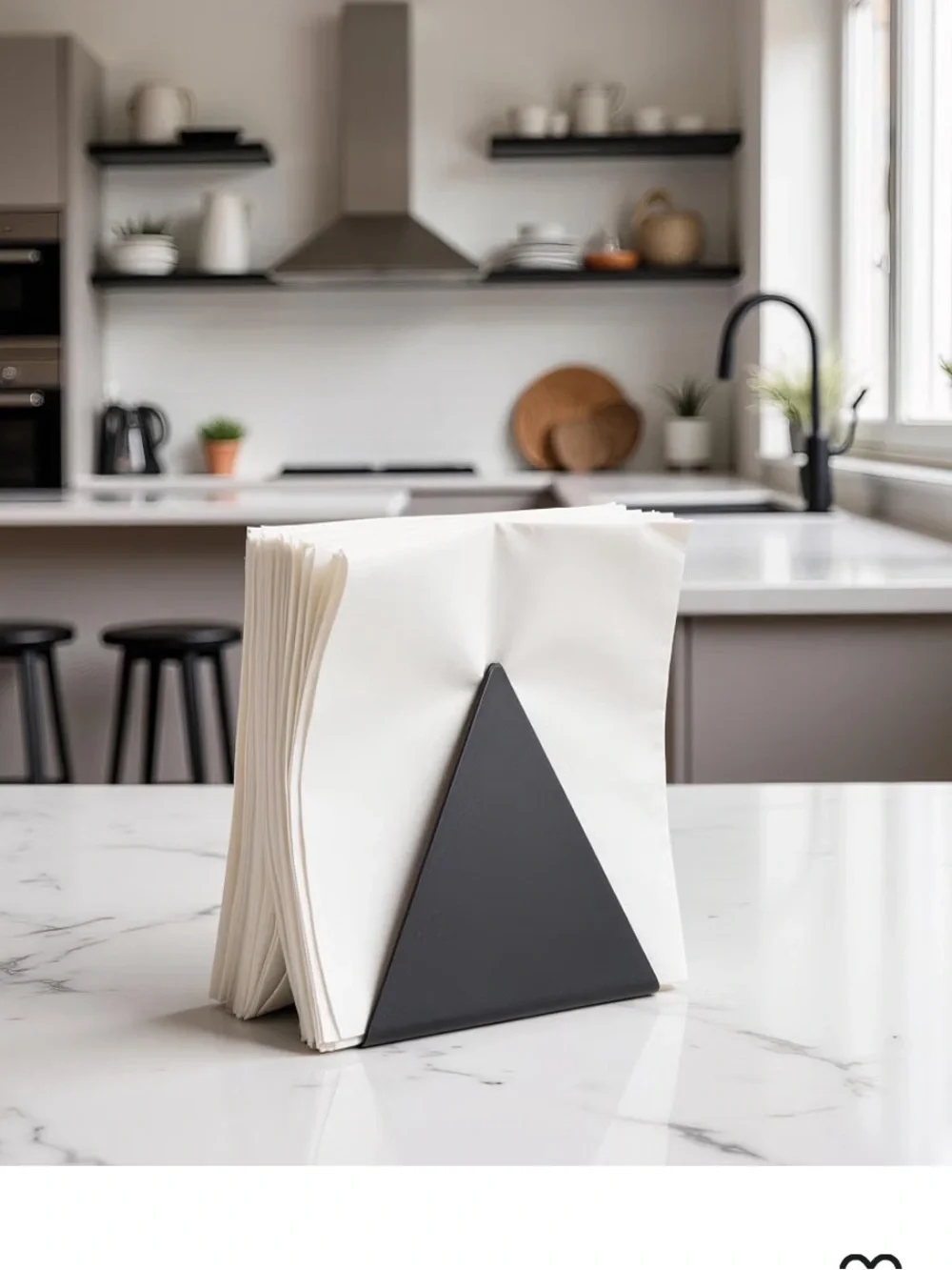 NIB XYMPO Black Adjustable Triangle Napkin Holder, holds 50